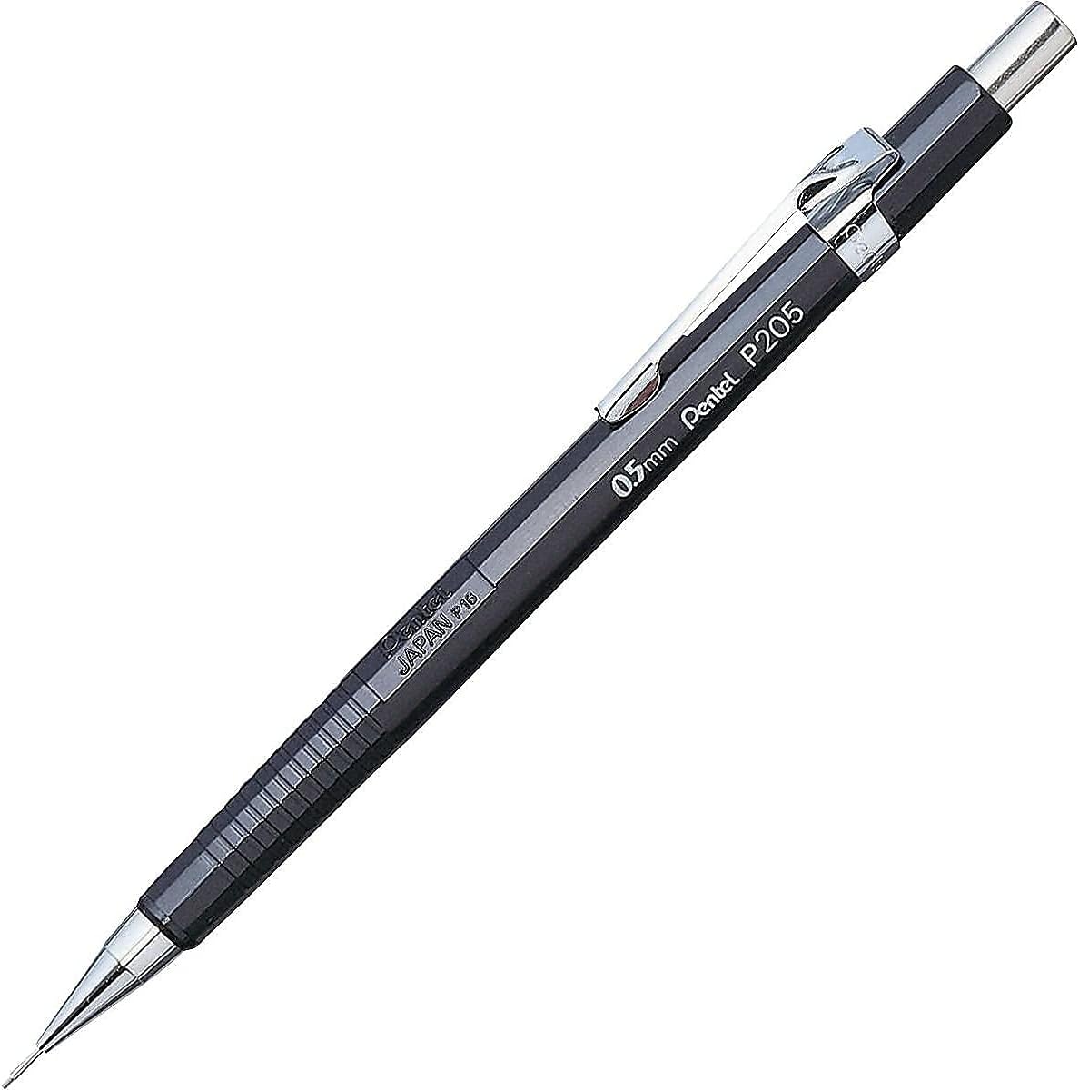 Pentel Sharp Mechanical Pencil (0.5mm), Fine Line, Black Barrel, Pack of 2 (P205BP2)