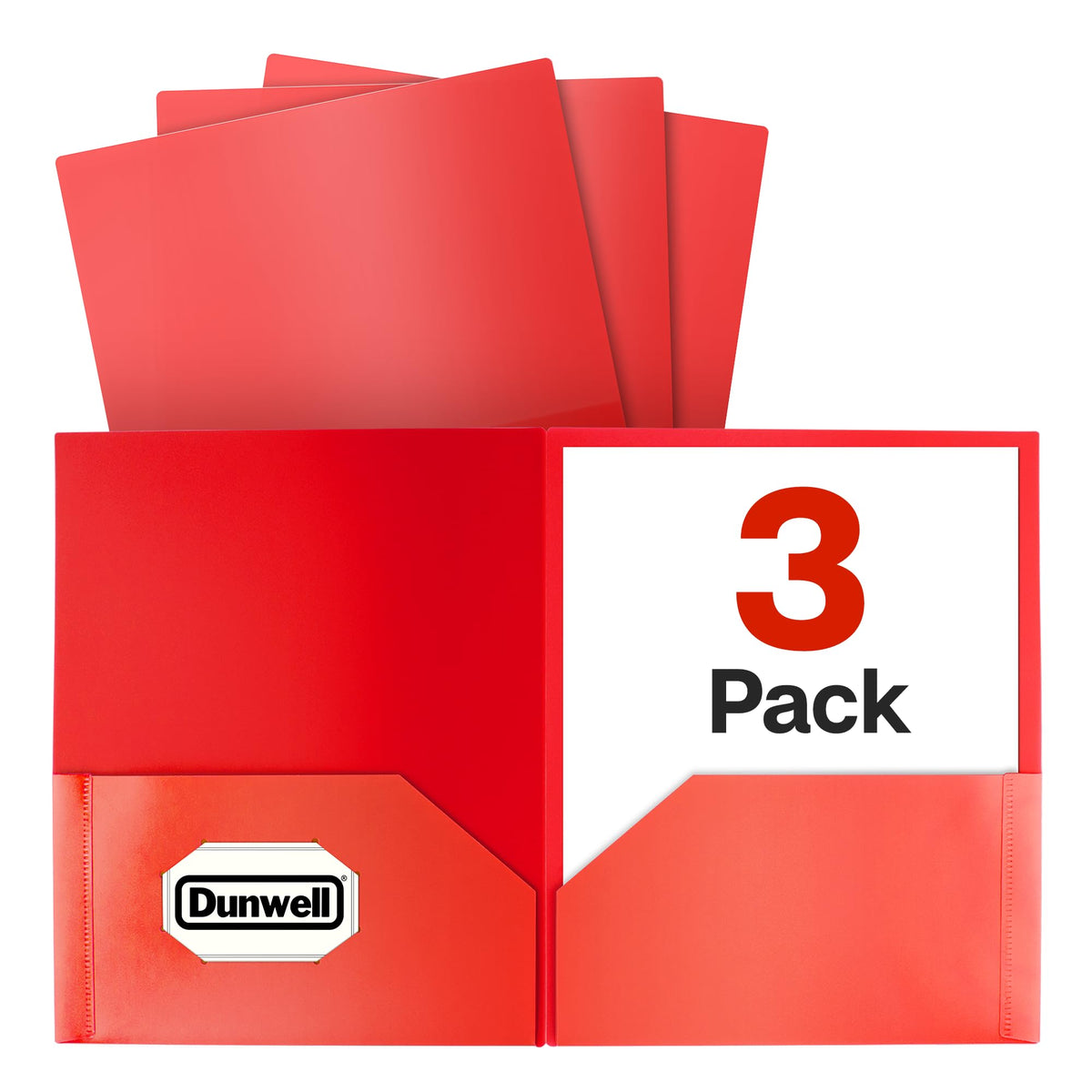 Dunwell Plastic 2-Pocket Folders, Black, 3 Pack, Heavy-Duty Poly