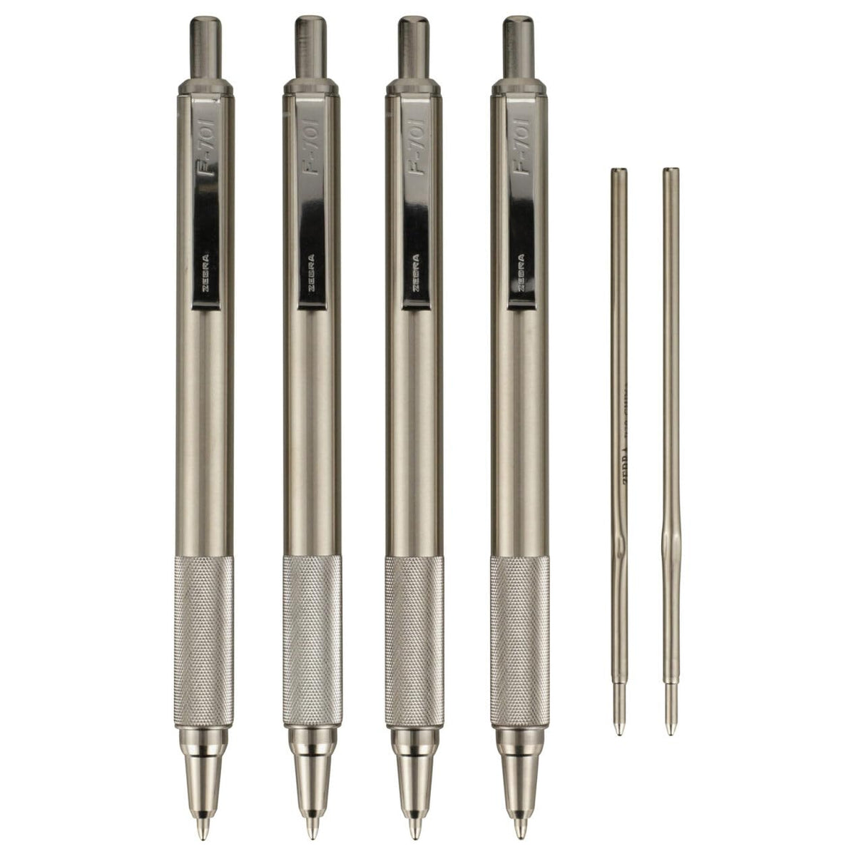 Zebra Pen STEEL F-701 Retractable Ballpoint Pen, Black Ink, 0.8mm, 3-Pack