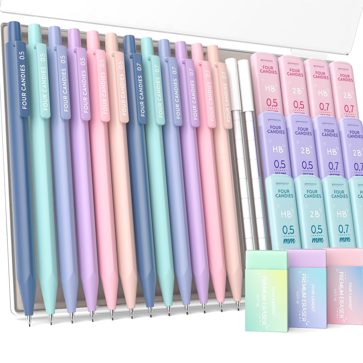 Four Candies Cute Mechanical Pencil Set, 0.5mm Fine Point, 6-Count Pack
