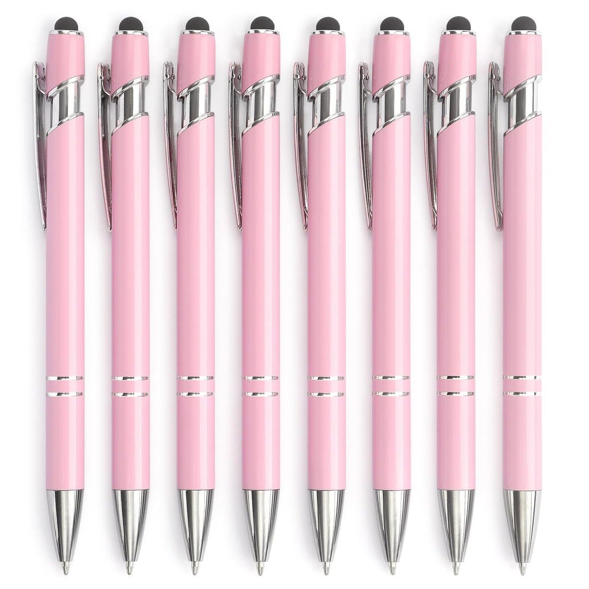 Bribobo 8 Pack Ballpoint Pen 2-in-1 Stylus, 1.0 mm Black Ink