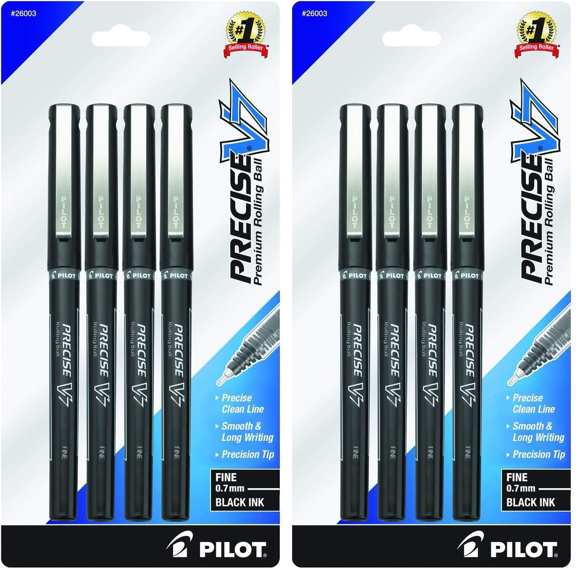 PILOT Precise V5 Stick Pens, Extra Fine Point 0.5mm, Black, 4-Pack