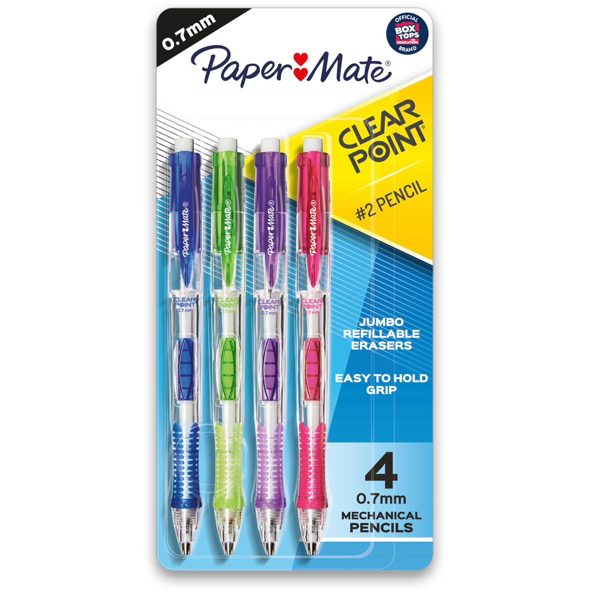 Paper Mate Clearpoint Mechanical Pencils, 0.7mm HB #2 Lead, Black Barrels, 4 Count - School Supplies, Note Taking