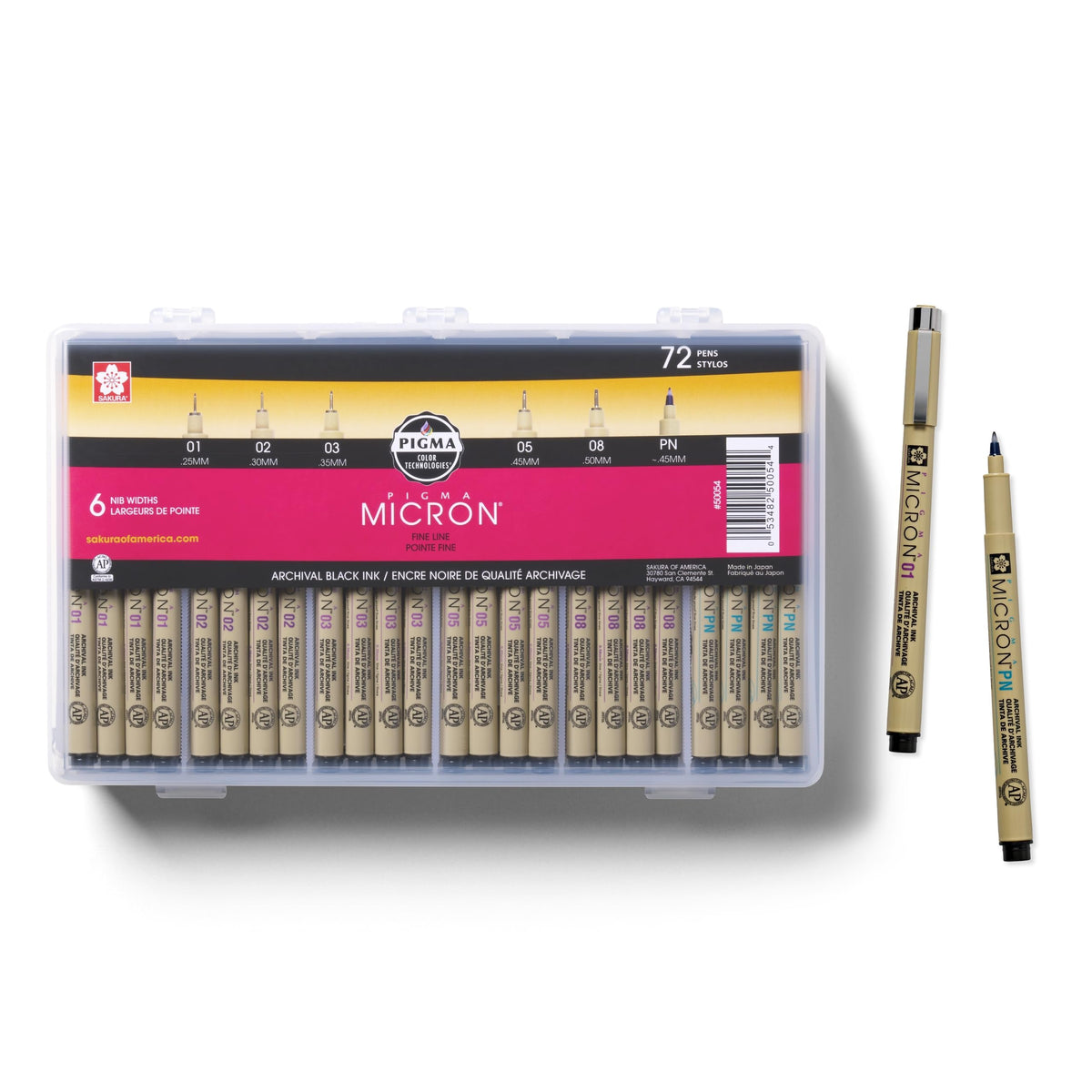 Sakura Pigma Micron Fineliner Pens, Black, Assorted Points - 6 Pack
