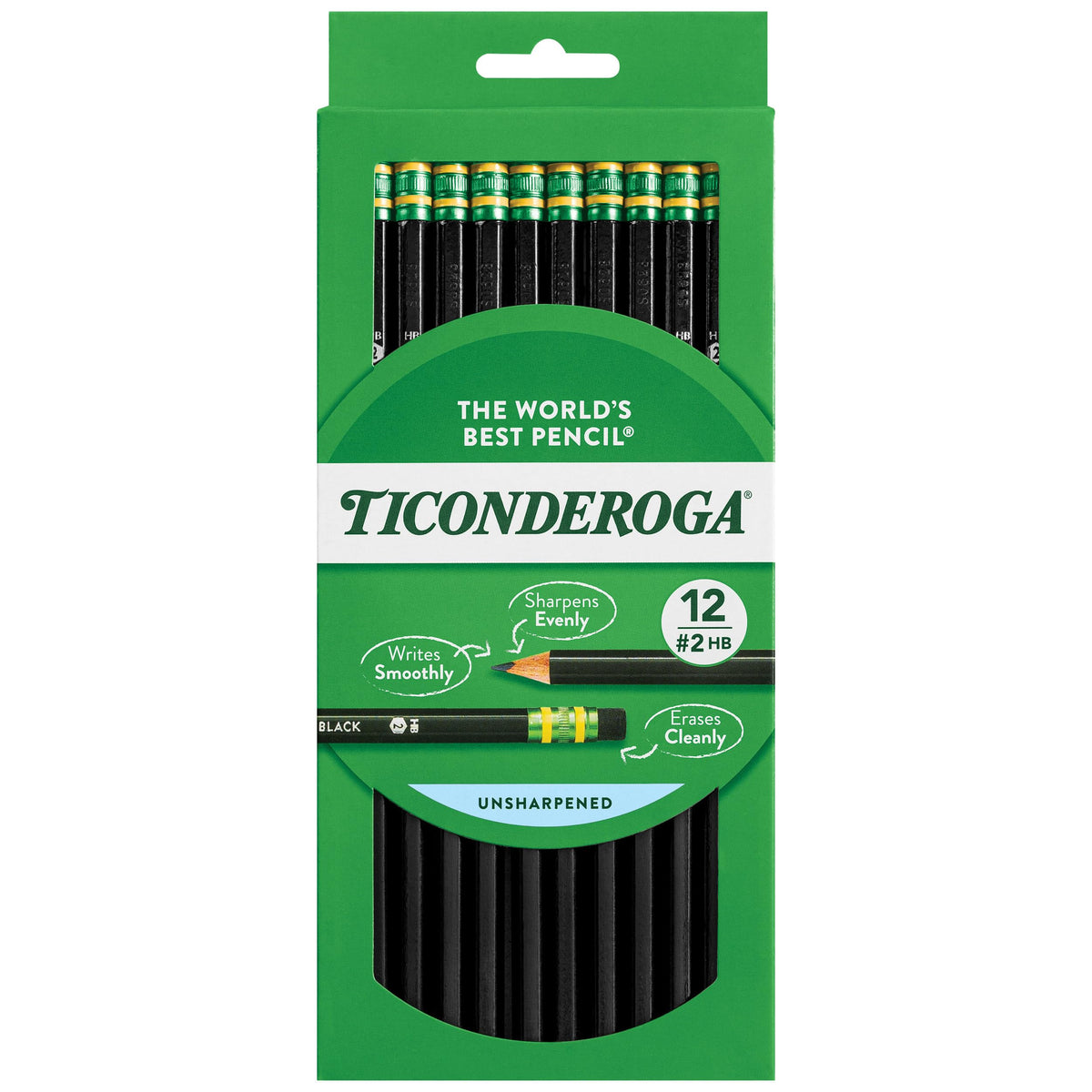 Ticonderoga Wood-Cased Pencils, 2 HB Soft, Black, 24 Count
