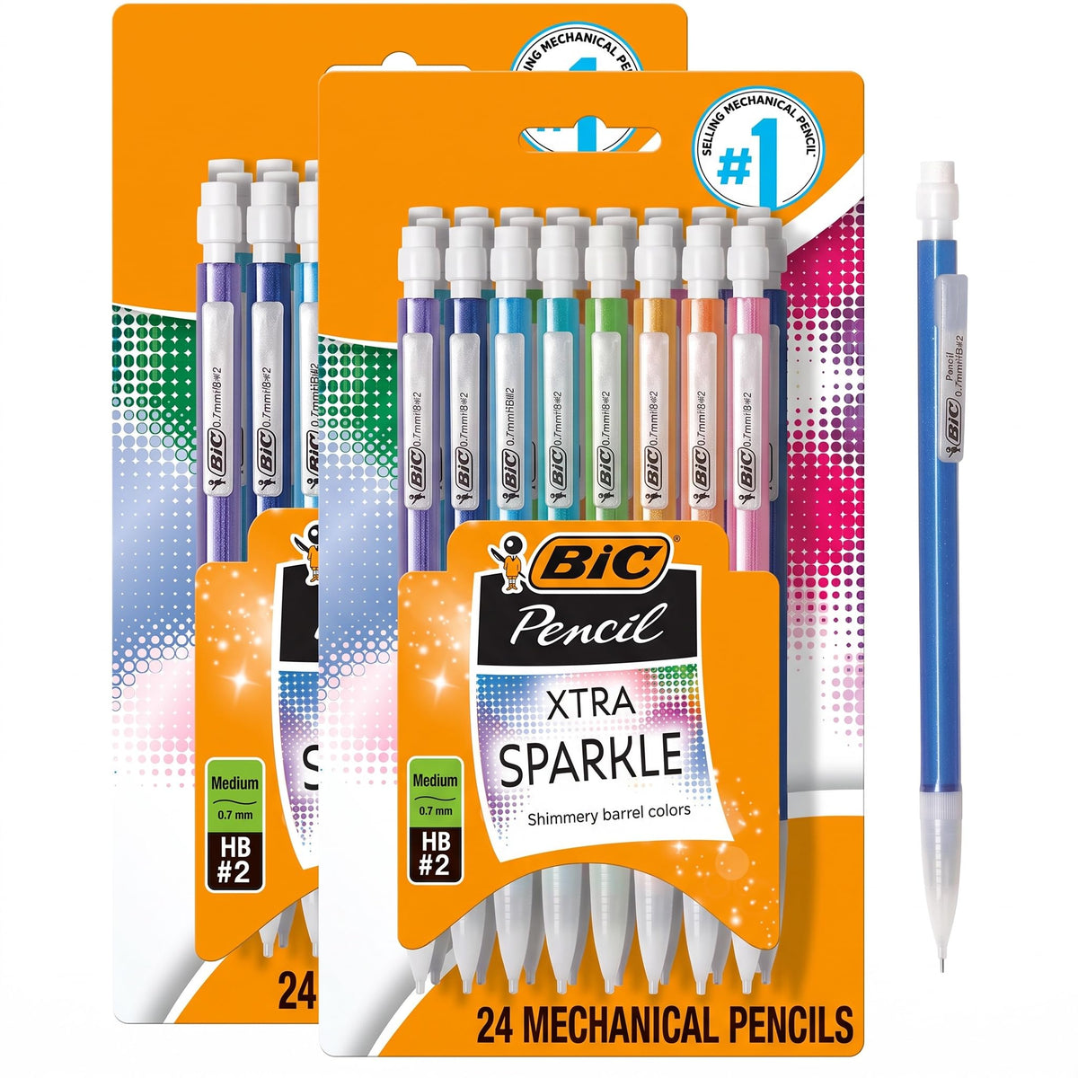 BIC Xtra-Sparkle Number 2 Mechanical Pencils, 24-Count Pack, 0.7mm Point