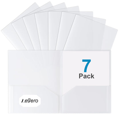 Aegero Plastic Folders with Pockets (7 Pack, Assorted Colors)