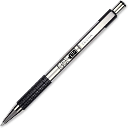 Zebra Pen STEEL F-301 Retractable Ballpoint Pen, Black Ink, 0.7mm, 12-Pack