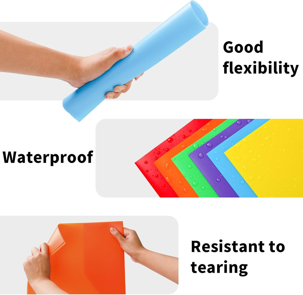 Cesil Plastic Folders with Pockets (6 Pack, Assorted Colors)