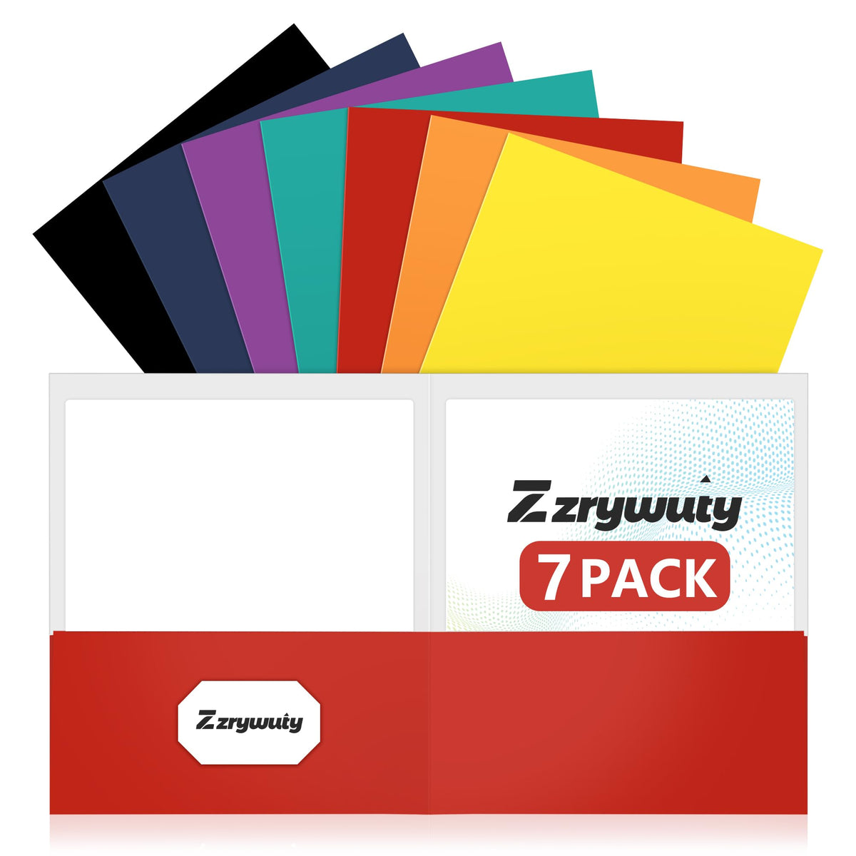 Zzrywuty 50 Packs Two Pocket File Folders with Business Card Slot,Textured Paper,Letter Size,Holds 100 Plus Sheets for School,Office,Business,Royal Blue