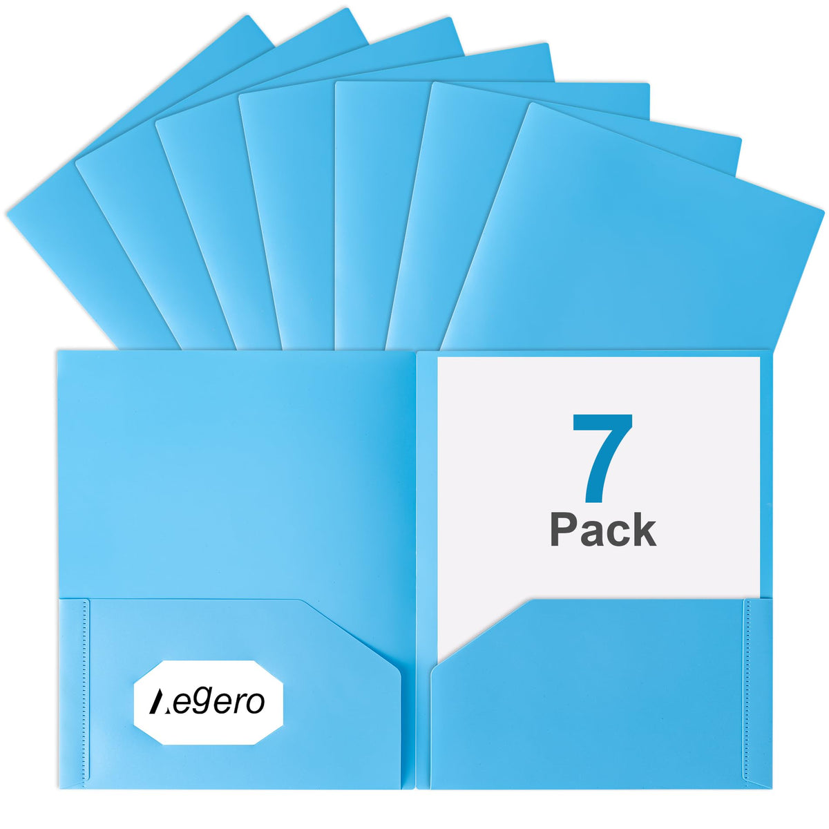 Aegero Plastic Folders with Pockets (7 Pack, Assorted Colors)