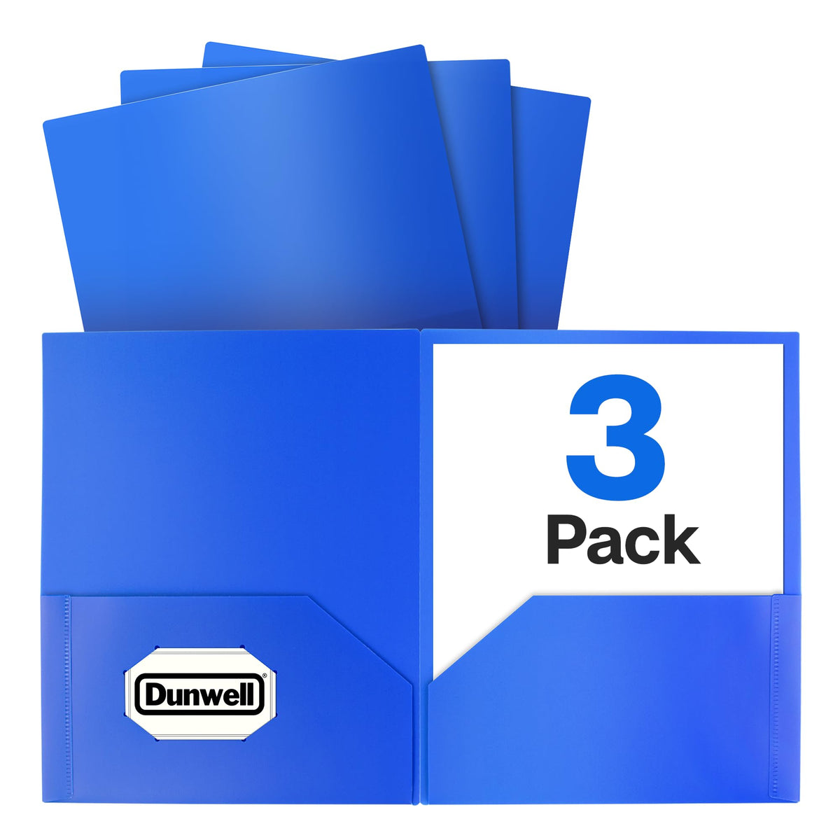 Dunwell Plastic 2-Pocket Folders, Black, 3 Pack, Heavy-Duty Poly