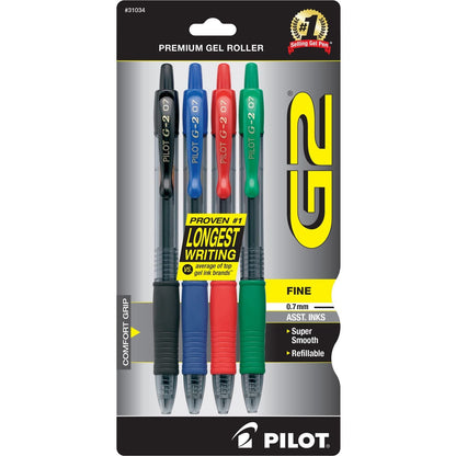 PILOT G2 Premium Gel Pens, Fine Point 0.7mm, Blue Ink, 4-Pack