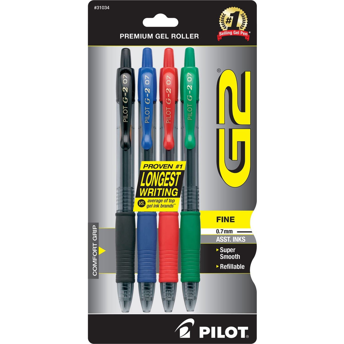 PILOT G2 Premium Gel Pens, Fine Point 0.7mm, Blue Ink, 4-Pack