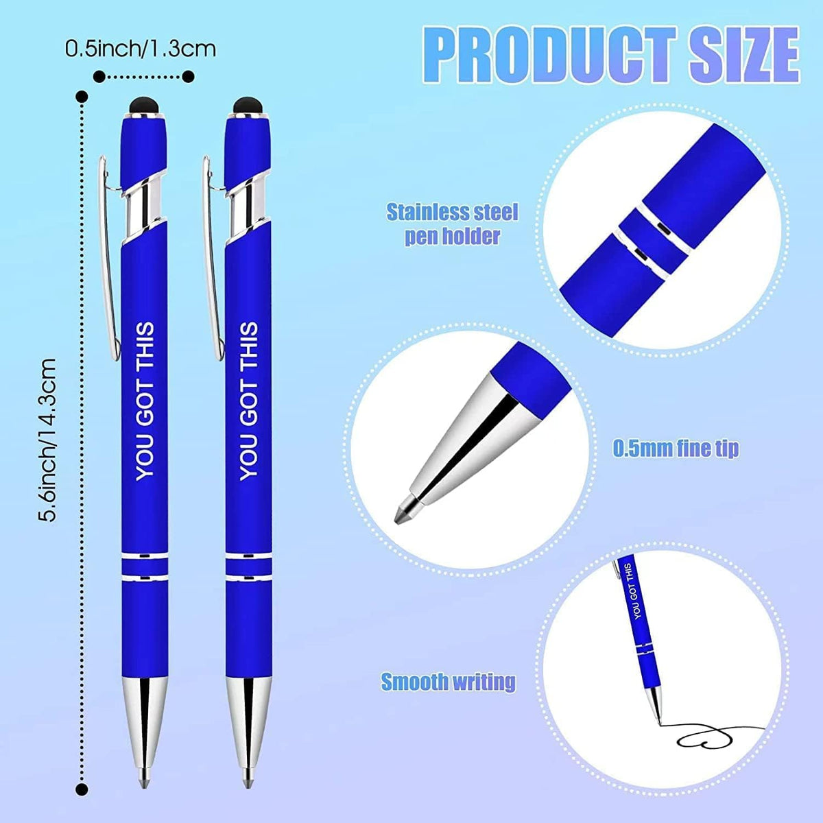 100 PCS Motivational Bulk Pens with Stylus Tip Gifts Black Ink