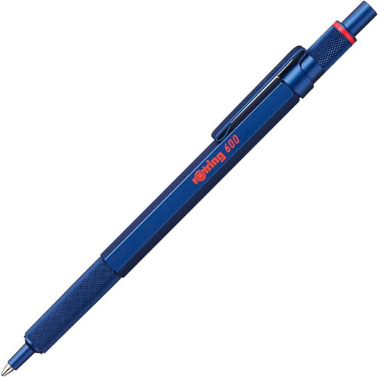rOtring 600 Ballpoint Pen, Medium Point, Black Ink, Blue Barrel, Refillable - Smooth Writing, Non-Slip Grip