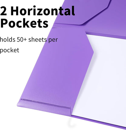 Cesil Plastic Folders with Pockets (6 Pack, Assorted Colors)