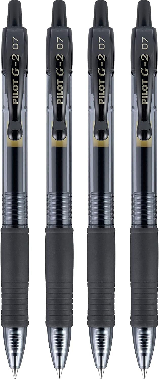 PILOT G2 Premium Gel Pens, Fine Point 0.7mm, Black Ink, 4-Pack
