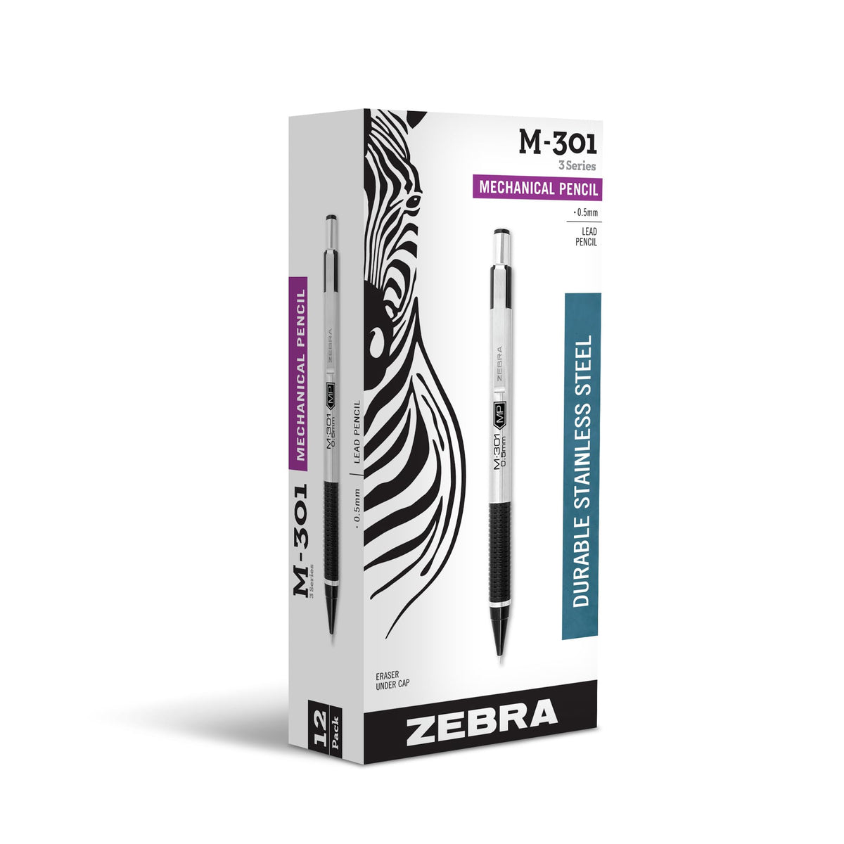 Zebra Pen STEEL M-301 Mechanical Pencil, 0.5mm Fine Point, 2-Pack