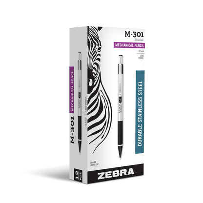 Zebra Pen STEEL M-301 Mechanical Pencil, 0.5mm Fine Point, 2-Pack