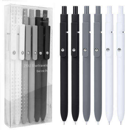 FIOVER Gel Pens 6pcs 0.7mm Fine Point Black Ink Quick Dry Pens