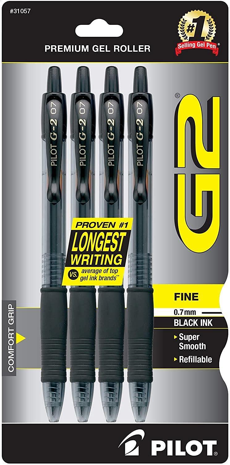 PILOT G2 Premium Gel Pens, Fine Point 0.7mm, Blue Ink, 4-Pack
