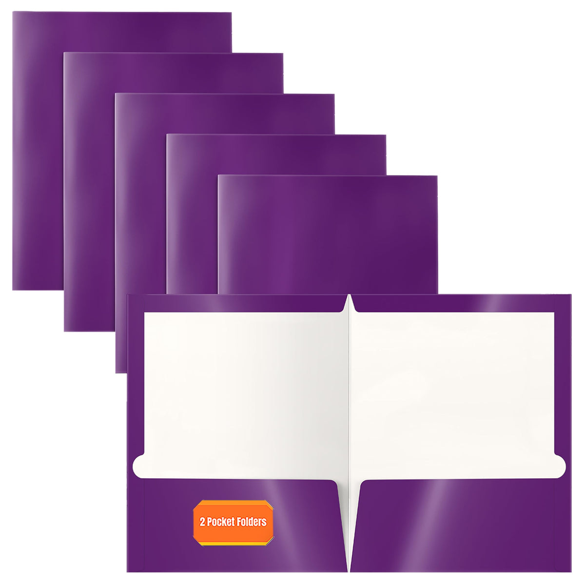 Better Office Products 2 Pocket Glossy Laminated Blue Paper Folders, Letter Size, Blue Paper Portfolios, Box of 25