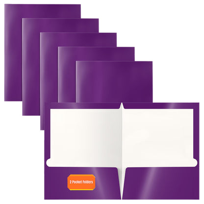 Better Office Products 2 Pocket Glossy Laminated Blue Paper Folders, Letter Size, Blue Paper Portfolios, Box of 25