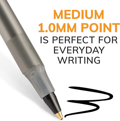 BIC Round Stic Xtra Life Black Ballpoint Pens, Medium Point, 36-Count