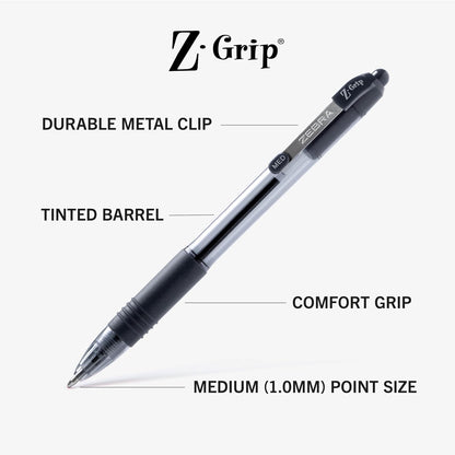 Zebra Pen Z-Grip Retractable Ballpoint Pen, Black Ink, 1.0mm, 24 Bulk-Pack