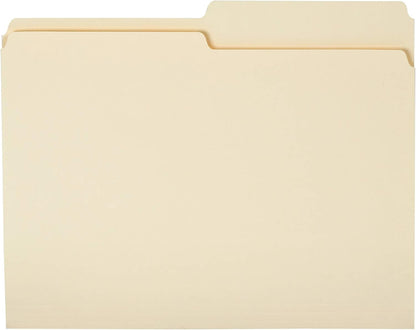 Amazon Basics Manila File Folders, Letter Size, 1/2 Tab in Left and Right Positions, 8.5" x 11", 36-Pack