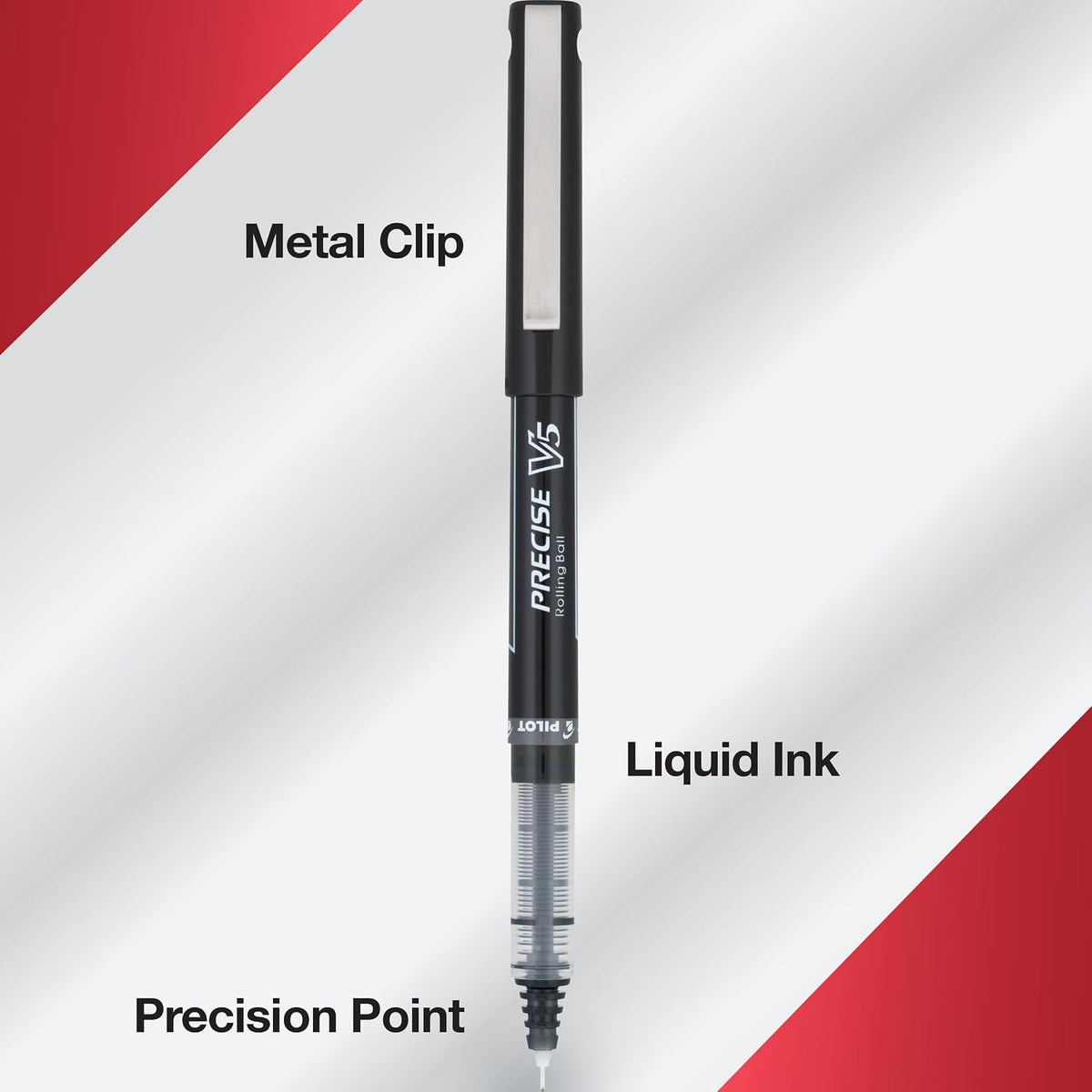 PILOT Precise V5 Rollerball Pens, Extra Fine Point 0.5mm, Black, 12-Pack