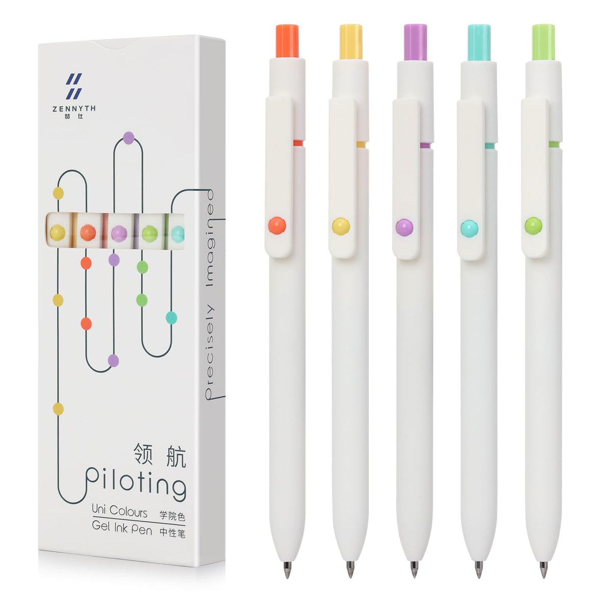 FIOVER Gel Pens 6pcs 0.7mm Fine Point Black Ink Quick Dry Pens