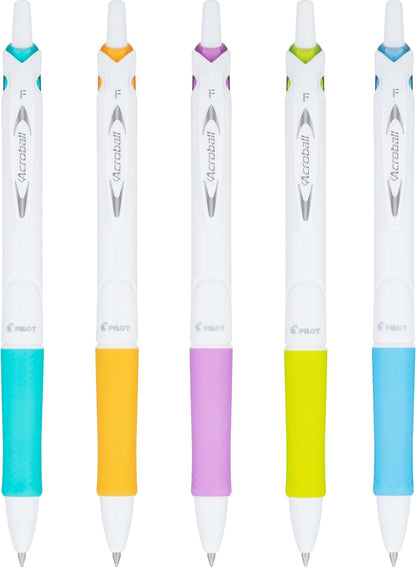 PILOT Acroball PureWhite Advanced Ink Ball Point Pens, 0.7mm, 5-Pack