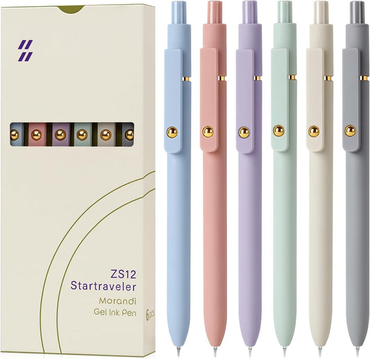 FIOVER Gel Pens 6pcs 0.7mm Fine Point Black Ink Quick Dry Pens