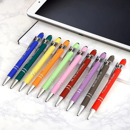 100 PCS Motivational Bulk Pens with Stylus Tip Gifts Black Ink