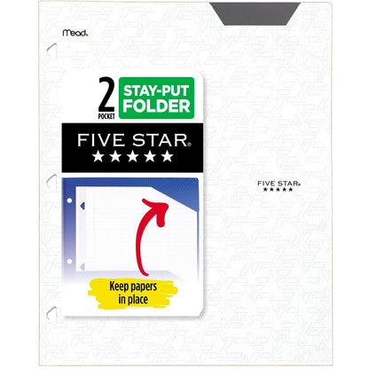 Five Star 2-Pocket Folder, Plastic Folder with Stay-Put Tabs, Fits 3-Ring Binder, Holds 8-1/2" x 11" Paper, Amethyst Purple (333420I-ECM)