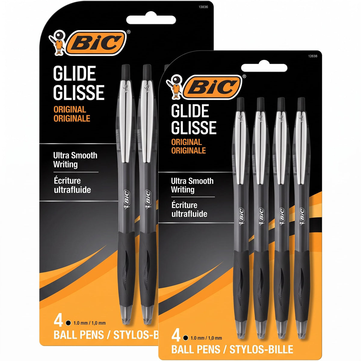 BIC Glide Black Retractable Ballpoint Pens, 1.0mm Medium Point, 4-Count