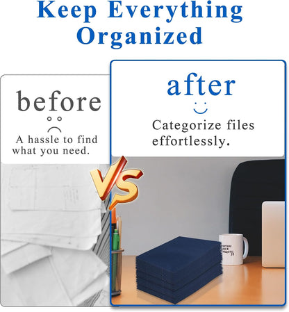 Zzrywuty 50 Packs Two Pocket File Folders with Business Card Slot,Textured Paper,Letter Size,Holds 100 Plus Sheets for School,Office,Business,Royal Blue