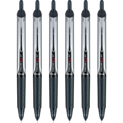 PILOT Precise V5 RT Retractable Rollerball Pens, 0.5mm, Black, 6-Pack