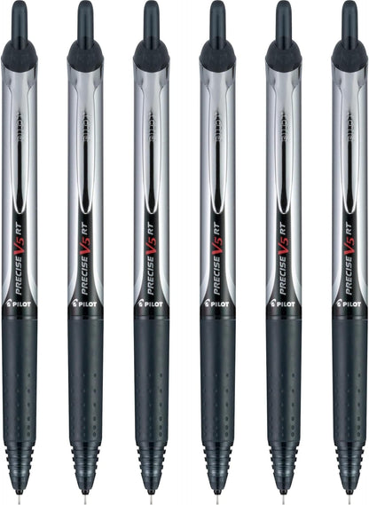 PILOT Precise V5 RT Retractable Rollerball Pens, 0.5mm, Black, 6-Pack