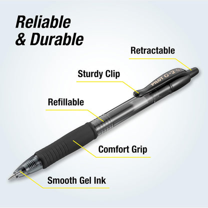 PILOT G2 Premium Gel Pens, Fine Point 0.7mm, Black Ink, 12-Pack