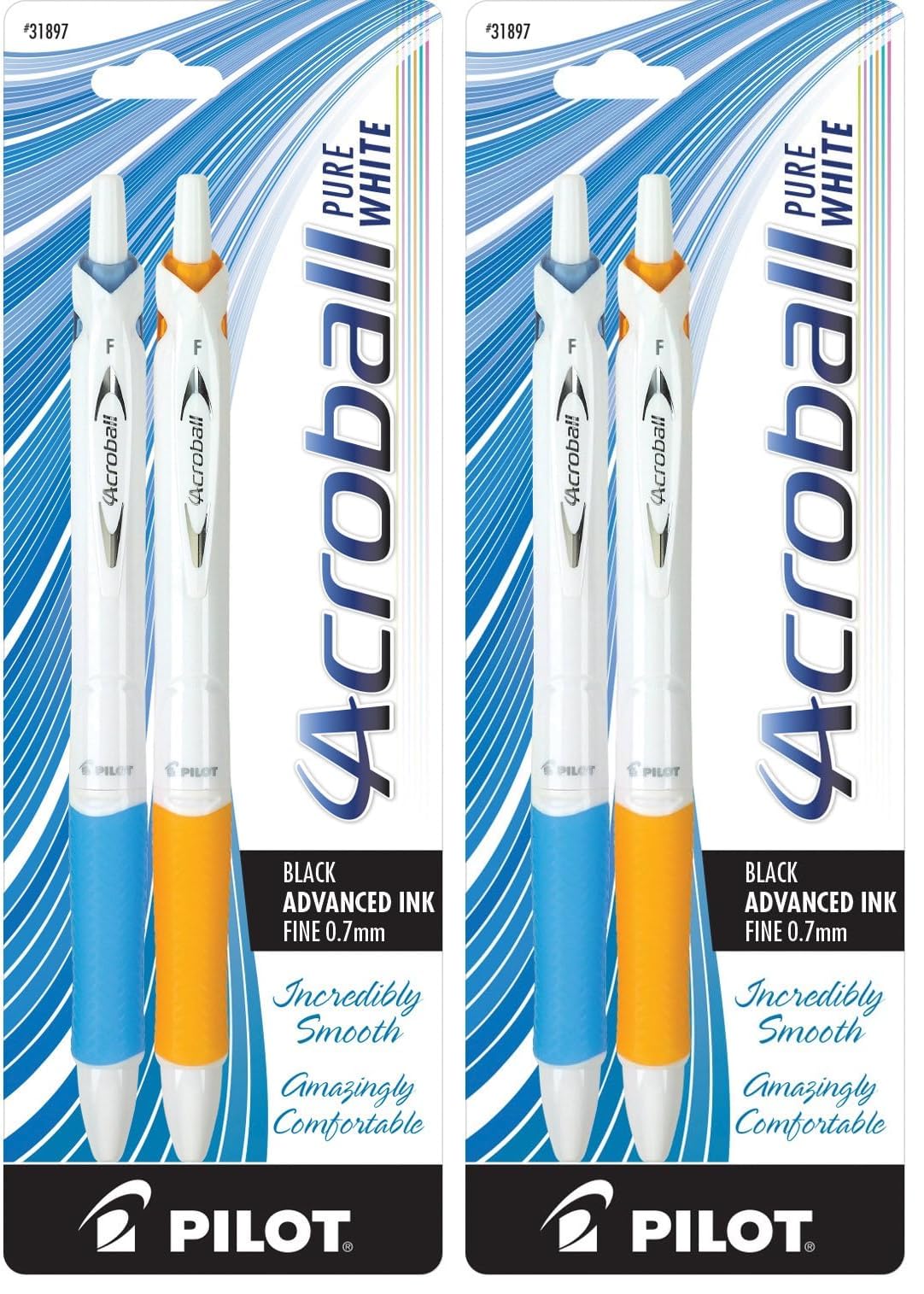 PILOT Acroball PureWhite Advanced Ink Ball Point Pens, 0.7mm, 5-Pack