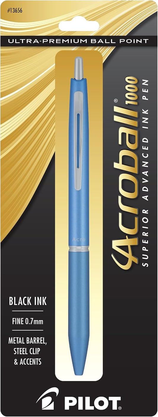 PILOT Acroball 1000 Ballpoint Pen, Blue Barrel, Black Ink, Single Pen