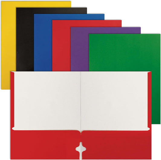 Better Office Products 2 Pocket Folders Bulk, Letter Size Paper Portfolios Case of 100, Assorted Primary Colors, Durable Folders Bulk for School, Office, Classroom Organization & Filing