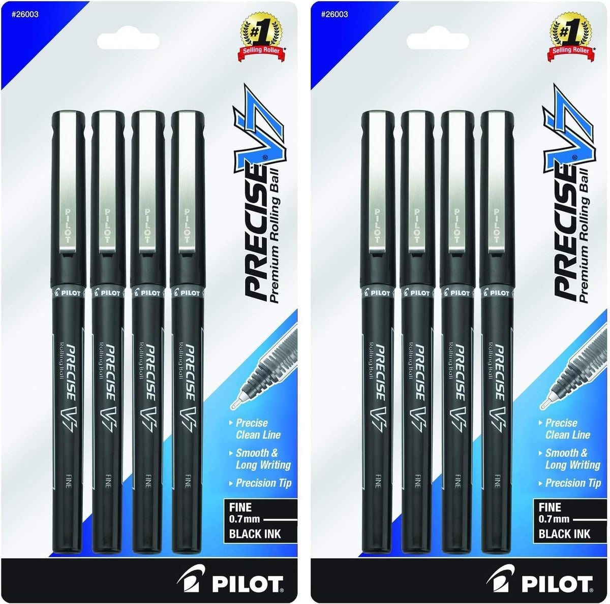 PILOT Precise V5 Stick Pens, Extra Fine Point 0.5mm, Black, 4-Pack