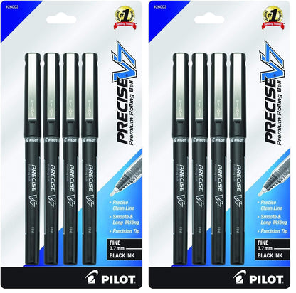 PILOT Precise V5 Stick Pens, Extra Fine Point 0.5mm, Black, 4-Pack
