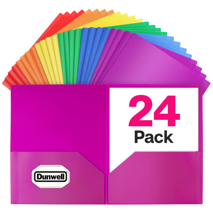 Dunwell Plastic 2-Pocket Folders, Black, 3 Pack, Heavy-Duty Poly