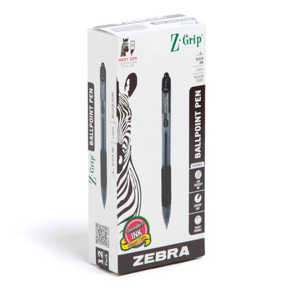 Zebra Pen Z-Grip Retractable Ballpoint Pen, Black Ink, 1.0mm, 24 Bulk-Pack