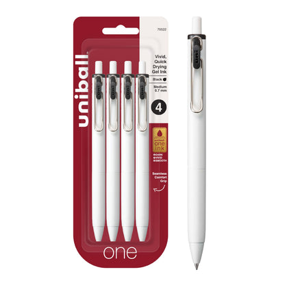uniball™ one Retractable Gel Pens, Medium Point (0.7mm), Black Ink, 12 Pack